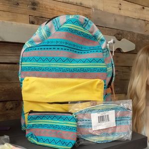 Black to school backpack set with matching mask